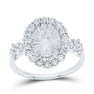 14K White Gold Diamond Virgin Mother Mary Oval Women's Ring 1/4 Cttw - Splendid Jewellery