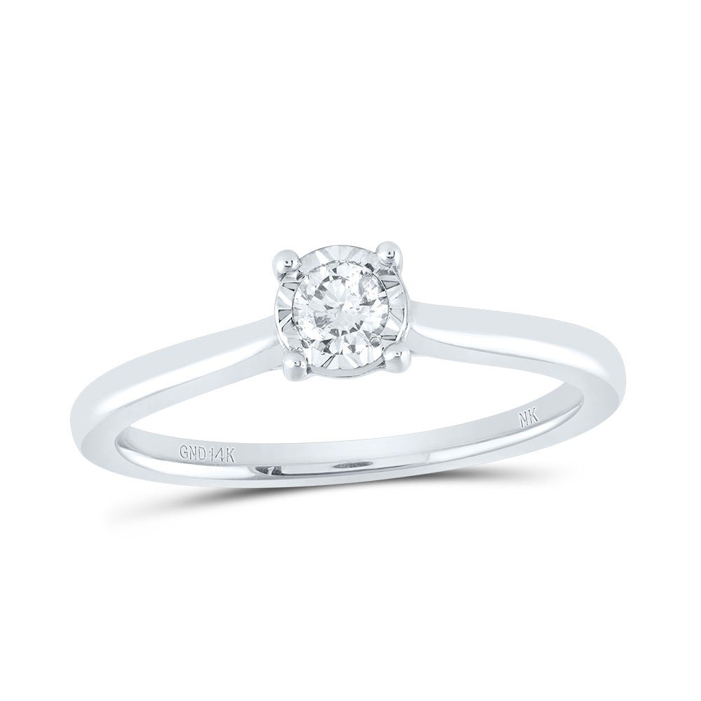 14K White Gold Diamond Women's Solitaire Ring 1/6 Cttw - Splendid Jewellery