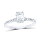 14K White Gold Emerald Diamond Engagement Ring 1 Cttw - Splendid Jewellery