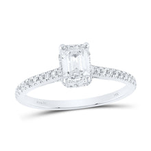 Load image into Gallery viewer, 14K White Gold Emerald Diamond Engagement Ring 1 Cttw - Splendid Jewellery