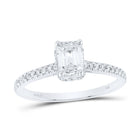 14K White Gold Emerald Diamond Engagement Ring 1 Cttw - Splendid Jewellery