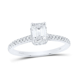 14K White Gold Emerald Diamond Engagement Ring 1 Cttw - Splendid Jewellery