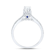 Load image into Gallery viewer, 14K White Gold Emerald Diamond Engagement Ring 1 Cttw - Splendid Jewellery