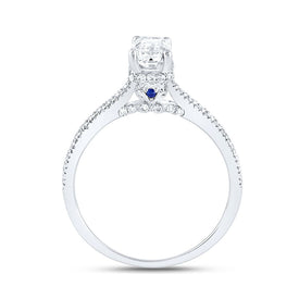 14K White Gold Emerald Diamond Engagement Ring 1 Cttw - Splendid Jewellery