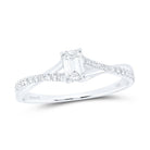 14K White Gold Emerald Diamond Engagement Ring 3/8 Cttw - Splendid Jewellery