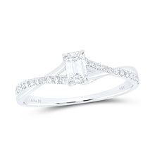Load image into Gallery viewer, 14K White Gold Emerald Diamond Engagement Ring 3/8 Cttw - Splendid Jewellery