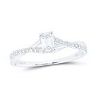 14K White Gold Emerald Diamond Engagement Ring 3/8 Cttw - Splendid Jewellery