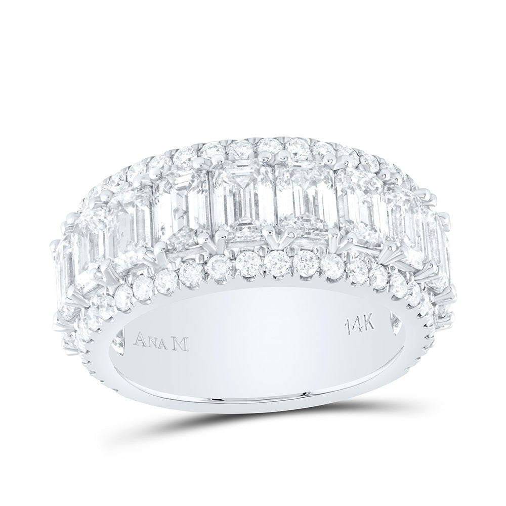 14K White Gold Emerald Diamond Fashion Band 6 Cttw - Splendid Jewellery