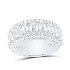 14K White Gold Emerald Diamond Fashion Band 6 Cttw - Splendid Jewellery