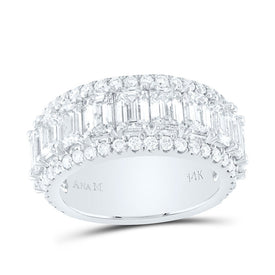 14K White Gold Emerald Diamond Fashion Band 6 Cttw - Splendid Jewellery