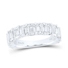 14K White Gold Emerald Diamond Fashion Emerald Band 4 Cttw - Splendid Jewellery
