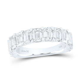 14K White Gold Emerald Diamond Fashion Emerald Band 4 Cttw - Splendid Jewellery