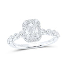 14K White Gold Emerald Diamond Single Halo Engagement Ring 1 3/4 Cttw - Splendid Jewellery