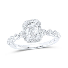 Load image into Gallery viewer, 14K White Gold Emerald Diamond Single Halo Engagement Ring 1 3/4 Cttw - Splendid Jewellery