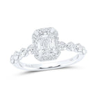 14K White Gold Emerald Diamond Single Halo Engagement Ring 1 3/4 Cttw - Splendid Jewellery