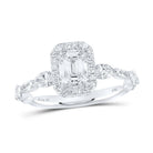 14K White Gold Emerald Diamond Single Halo Engagement Ring 1 3/4 Cttw - Splendid Jewellery