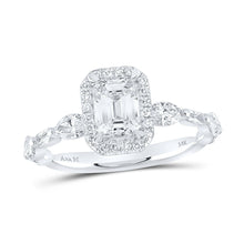 Load image into Gallery viewer, 14K White Gold Emerald Diamond Single Halo Engagement Ring 1 3/4 Cttw - Splendid Jewellery