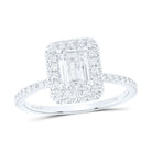 14K White Gold Emerald Diamond Single Halo Engagement Ring 1 5/8 Cttw - Splendid Jewellery