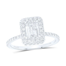 Load image into Gallery viewer, 14K White Gold Emerald Diamond Single Halo Engagement Ring 1 5/8 Cttw - Splendid Jewellery
