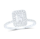 14K White Gold Emerald Diamond Single Halo Engagement Ring 1 5/8 Cttw - Splendid Jewellery
