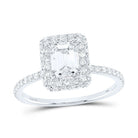 14K White Gold Emerald Diamond Single Halo Engagement Ring 1 5/8 Cttw - Splendid Jewellery