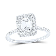 Load image into Gallery viewer, 14K White Gold Emerald Diamond Single Halo Engagement Ring 1 5/8 Cttw - Splendid Jewellery