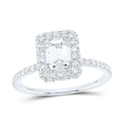 14K White Gold Emerald Diamond Single Halo Engagement Ring 1 5/8 Cttw - Splendid Jewellery