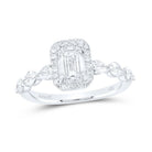 14K White Gold Emerald Diamond Single Halo Engagement Ring 2 Cttw - Splendid Jewellery