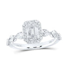 14K White Gold Emerald Diamond Single Halo Engagement Ring 2 Cttw - Splendid Jewellery