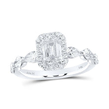 Load image into Gallery viewer, 14K White Gold Emerald Diamond Single Halo Engagement Ring 2 Cttw - Splendid Jewellery