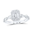 14K White Gold Emerald Diamond Single Halo Engagement Ring 2 Cttw - Splendid Jewellery