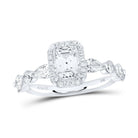 14K White Gold Emerald Diamond Single Halo Engagement Ring 2 Cttw - Splendid Jewellery
