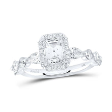 Load image into Gallery viewer, 14K White Gold Emerald Diamond Single Halo Engagement Ring 2 Cttw - Splendid Jewellery