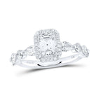14K White Gold Emerald Diamond Single Halo Engagement Ring 2 Cttw - Splendid Jewellery