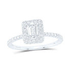14K White Gold Emerald Diamond Single Halo Engagement Ring 7/8 Cttw - Splendid Jewellery