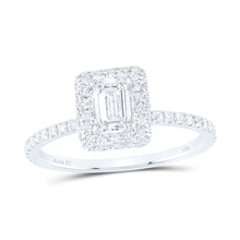 Load image into Gallery viewer, 14K White Gold Emerald Diamond Single Halo Engagement Ring 7/8 Cttw - Splendid Jewellery
