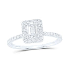 14K White Gold Emerald Diamond Single Halo Engagement Ring 7/8 Cttw - Splendid Jewellery