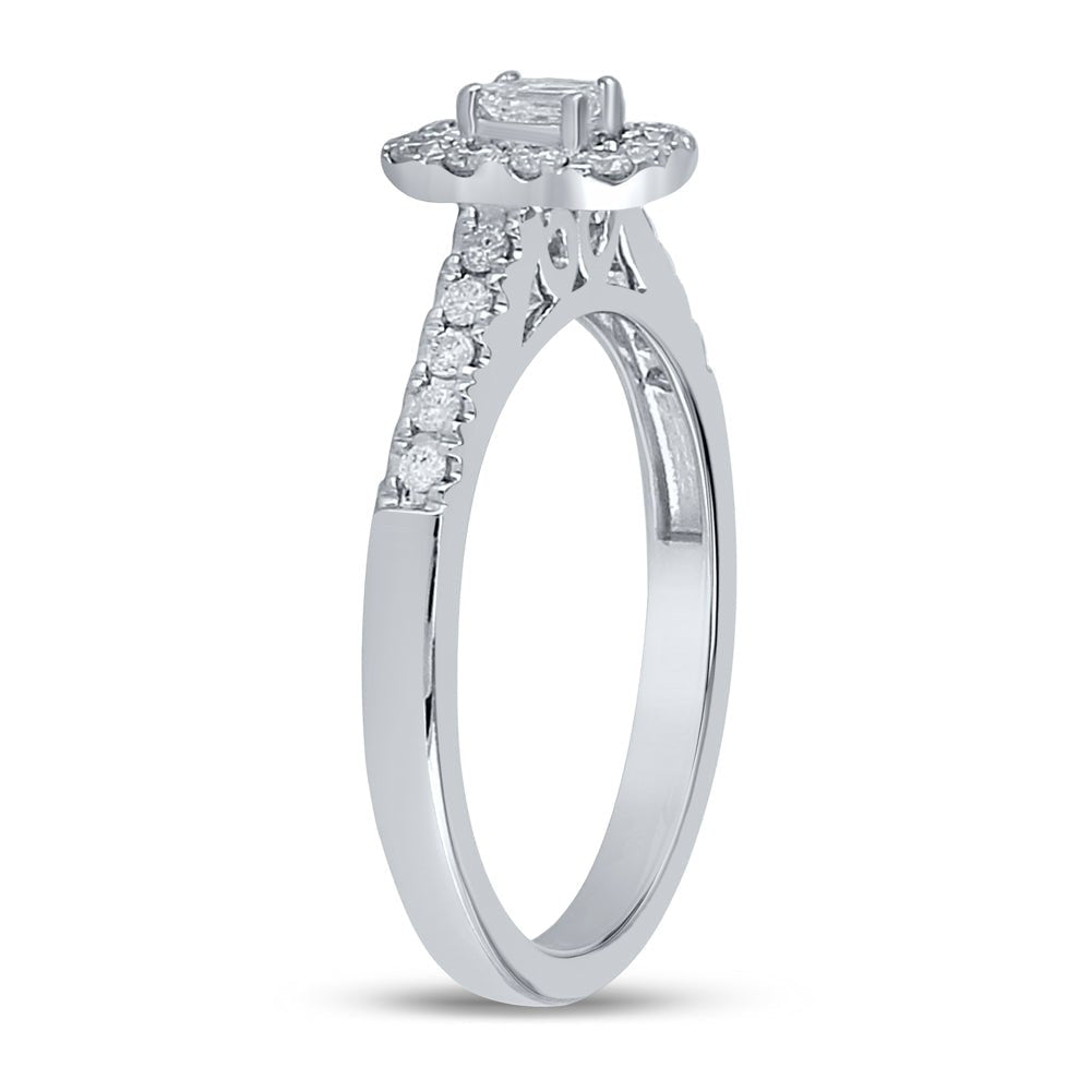 14K White Gold Emerald Diamond Women's Emerald Solitaire Bridal Wedding Engagement Ring (Certified) 1/2 Cttw - Splendid Jewellery