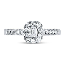 14K White Gold Emerald Diamond Women's Emerald Solitaire Bridal Wedding Engagement Ring (Certified) 1/2 Cttw - Splendid Jewellery