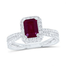 14K White Gold Emerald Natural Ruby Emerald Gemstone Ring 1/2 Cttw - Splendid Jewellery