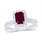 14K White Gold Emerald Natural Ruby Emerald Gemstone Ring 1/2 Cttw - Splendid Jewellery