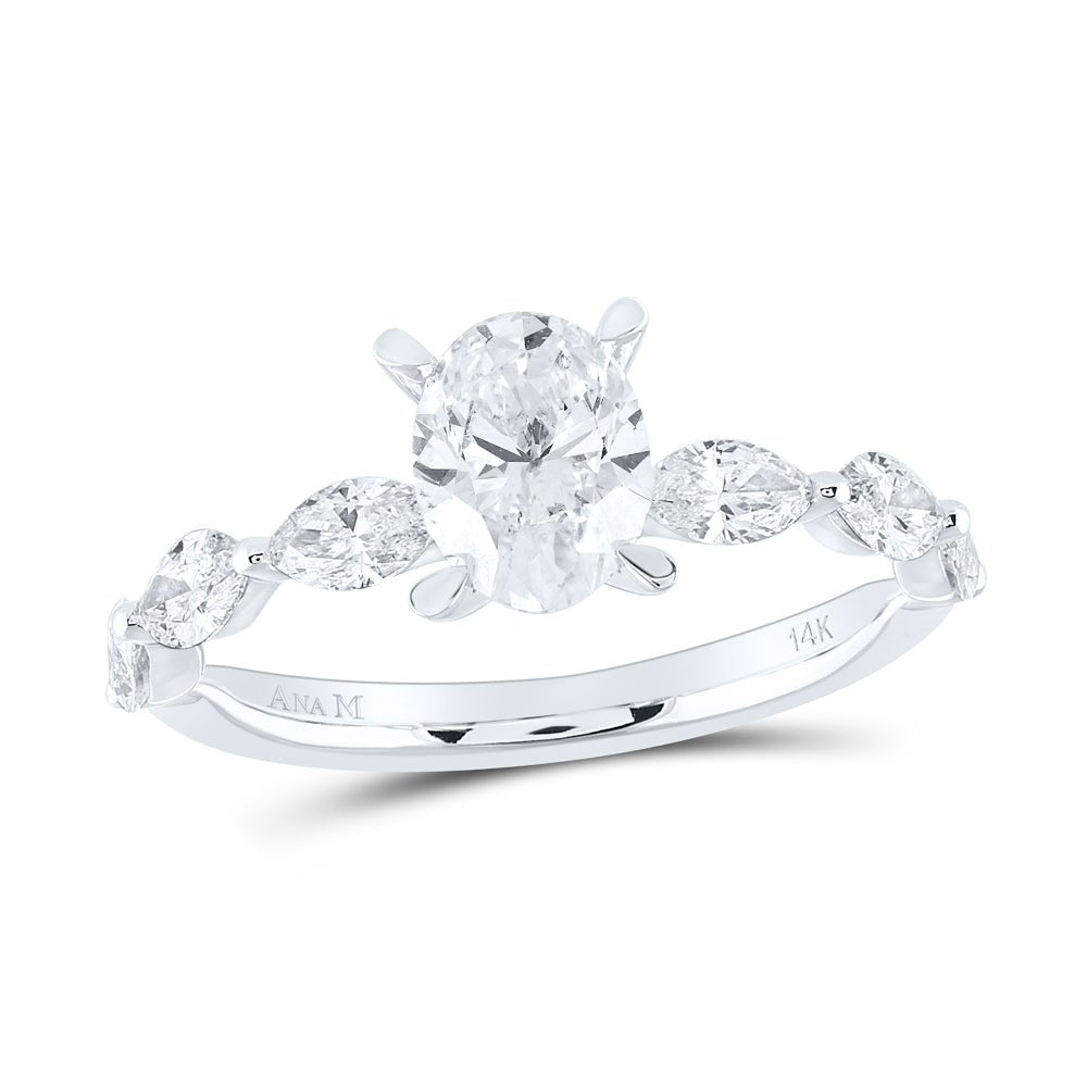 14K White Gold Oval Diamond Engagement Ring 15/8 Cttw - Splendid Jewellery