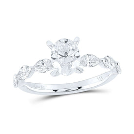 14K White Gold Oval Diamond Engagement Ring 15/8 Cttw - Splendid Jewellery