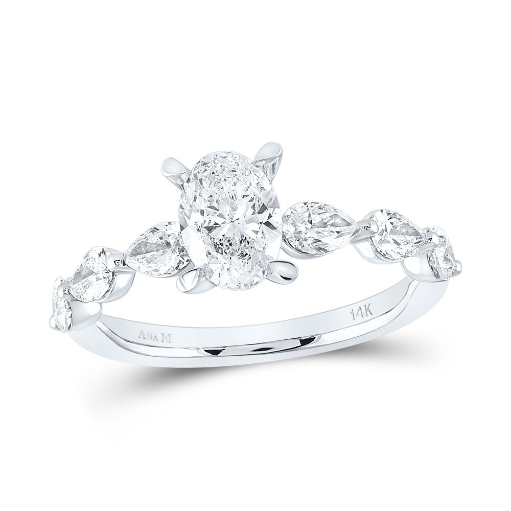 14K White Gold Oval Diamond Engagement Ring 17/8 Cttw - Splendid Jewellery