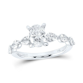 14K White Gold Oval Diamond Engagement Ring 17/8 Cttw - Splendid Jewellery