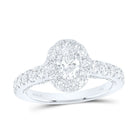 14K White Gold Oval Diamond Halo Bridal Wedding Engagement Ring 1 (Certified) 1 1/2 Cttw - Splendid Jewellery