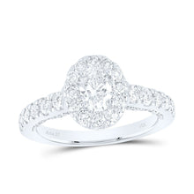 Load image into Gallery viewer, 14K White Gold Oval Diamond Halo Bridal Wedding Engagement Ring 1 (Certified) 1 1/2 Cttw - Splendid Jewellery
