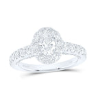 14K White Gold Oval Diamond Halo Bridal Wedding Engagement Ring 1 (Certified) 1 1/2 Cttw - Splendid Jewellery
