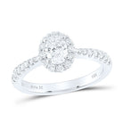 14K White Gold Oval Diamond Halo Bridal Wedding Engagement Ring (Certified) 1 Cttw - Splendid Jewellery