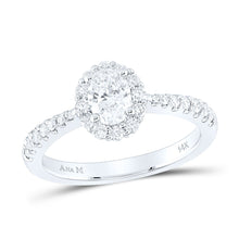 Load image into Gallery viewer, 14K White Gold Oval Diamond Halo Bridal Wedding Engagement Ring (Certified) 1 Cttw - Splendid Jewellery